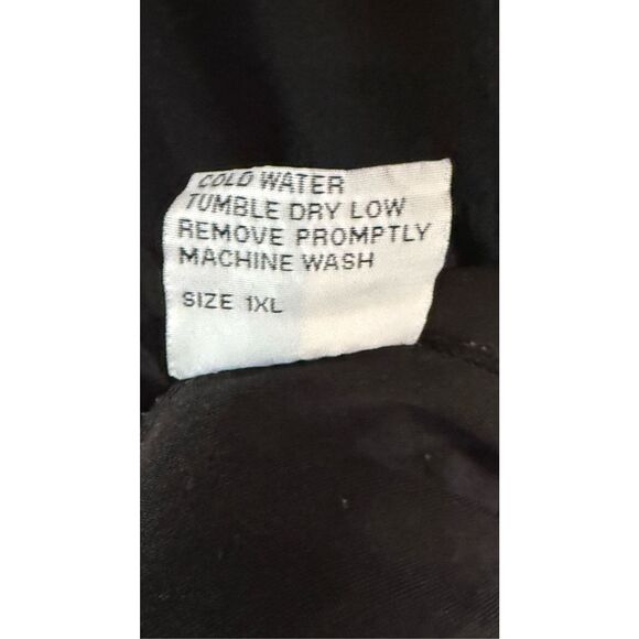 Babydoll Pleated Black Midi Dress Size 1X Plus Stretchy Minimalist Office Work - Picture 10 of 14